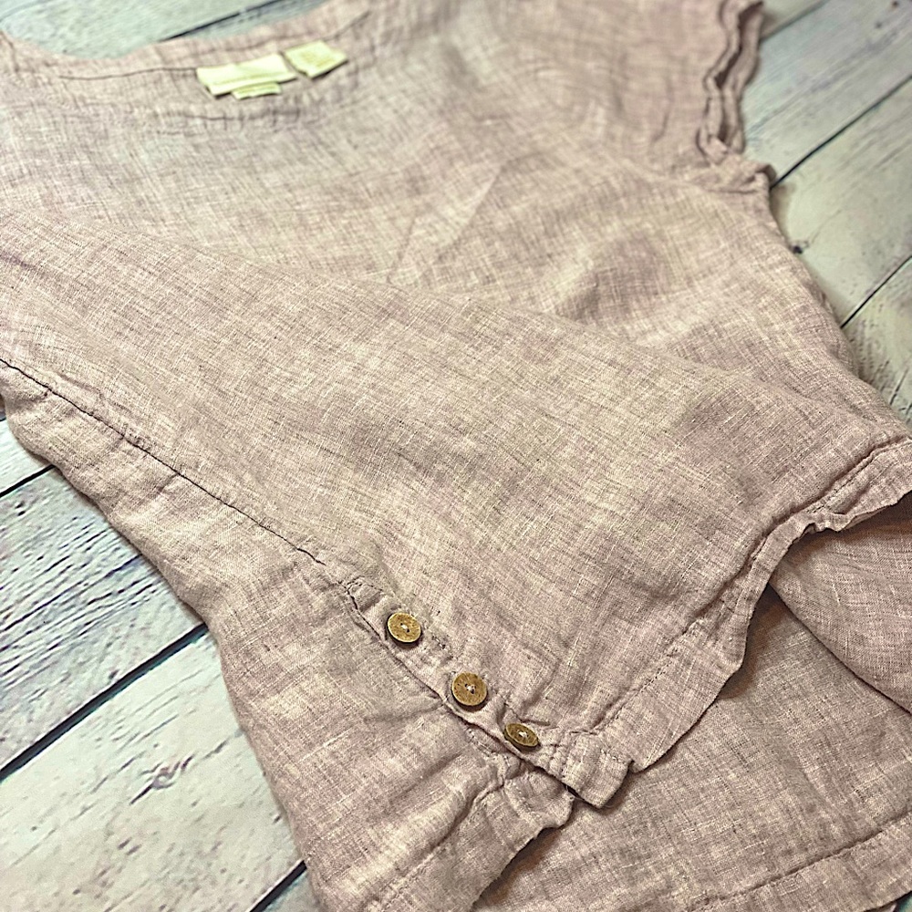 Cynthia Rowley, Pale Neutral 100% Linen top